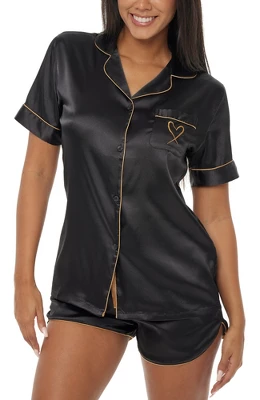Womens Satin Pajamas Lounge Set, Silk Like Short Sleeve Top And Shorts With Pockets 7 Womens Satin Pajamas Lounge Set, Silk Like Short Sleeve Top And Shorts With Pockets - Image 5