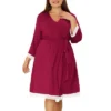 Agnes Orinda Women's Plus Size Solid Wrap Tie Belt Waist Lace Trim 3/4 Sleeve Pajama Robes -Women Store GUEST fbfce093 f885 410d be79 8a3372dcffd3
