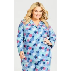 Women's Plus Size Snowflake Button Fleece Sleep Top - Blue | AVENUE 20 Women's Plus Size Snowflake Button Fleece Sleep Top - Blue | AVENUE -Women Store GUEST fc9185dc eed7 4728 b778 a5bb2a5c29e0