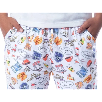 Gilmore Girls Womens' Icons Toss Print Luke's Diner Stars Hollow Pajama Pants White 4 Gilmore Girls Womens' Icons Toss Print Luke's Diner Stars Hollow Pajama Pants White - Image 2