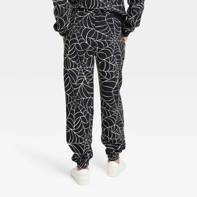 Women's Halloween Spider Web Graphic Jogger Pants - Black 3 Women's Halloween Spider Web Graphic Jogger Pants - Black