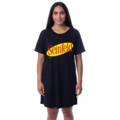 Seinfeld Womens' TV Show Logo Icon Nightgown Sleep Pajama Shirt Black -Women Store GUEST fe07140a c7e4 4ddb 8cf1 043b4b44b046
