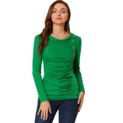 Allegra K Women's Cowl Neck Long Sleeves Buttons Decor Ruched Top 37 Allegra K Women's Cowl Neck Long Sleeves Buttons Decor Ruched Top -Women Store GUEST fe519ad4 2420 4672 86d6 776fe1cff7fc