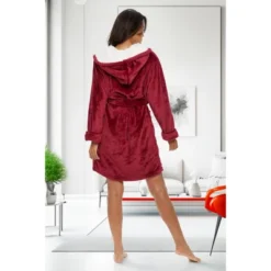 Women's Classic Plush Hooded Robe, Short Fleece Bathrobe With Hood 15 Women's Classic Plush Hooded Robe, Short Fleece Bathrobe With Hood -Women Store GUEST ff12e66d 3d55 4813 9133 4dc09a2cc751